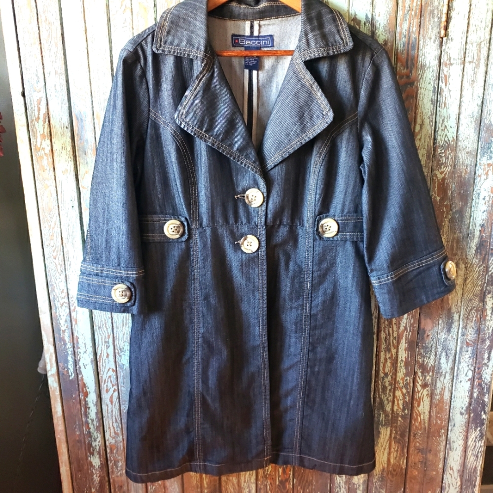 Vintage Baccini Jean Trench Large